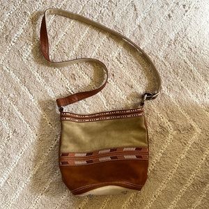 TOMS Amber Leather Suede Bohemian Mix Bucket Crossbody Bag